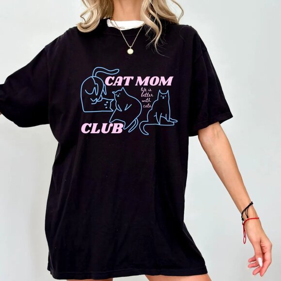 Tops - Funny Cat Mom Graphic Tee, Pet Lover Gift, Cat Lover Shirt
